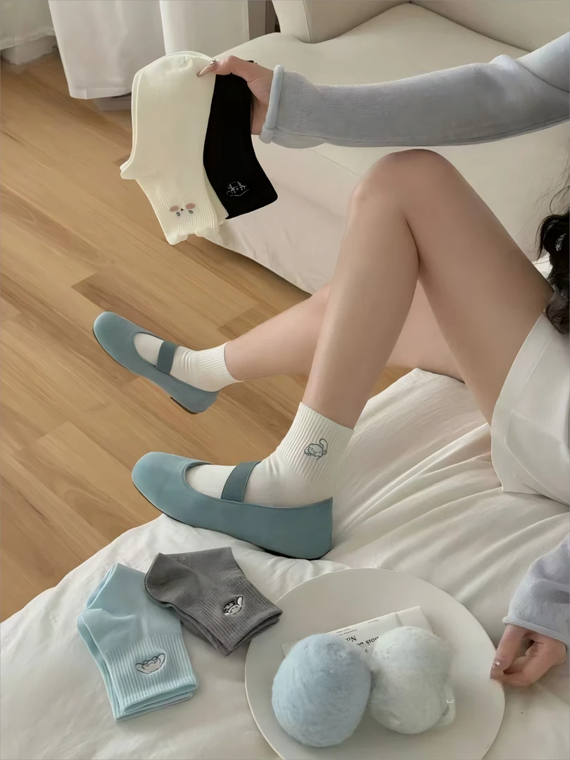 女袜中筒韩系卡通