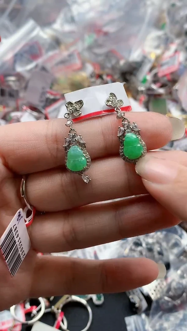 银S925镶嵌戒指翡翠天然A货缅甸翡翠