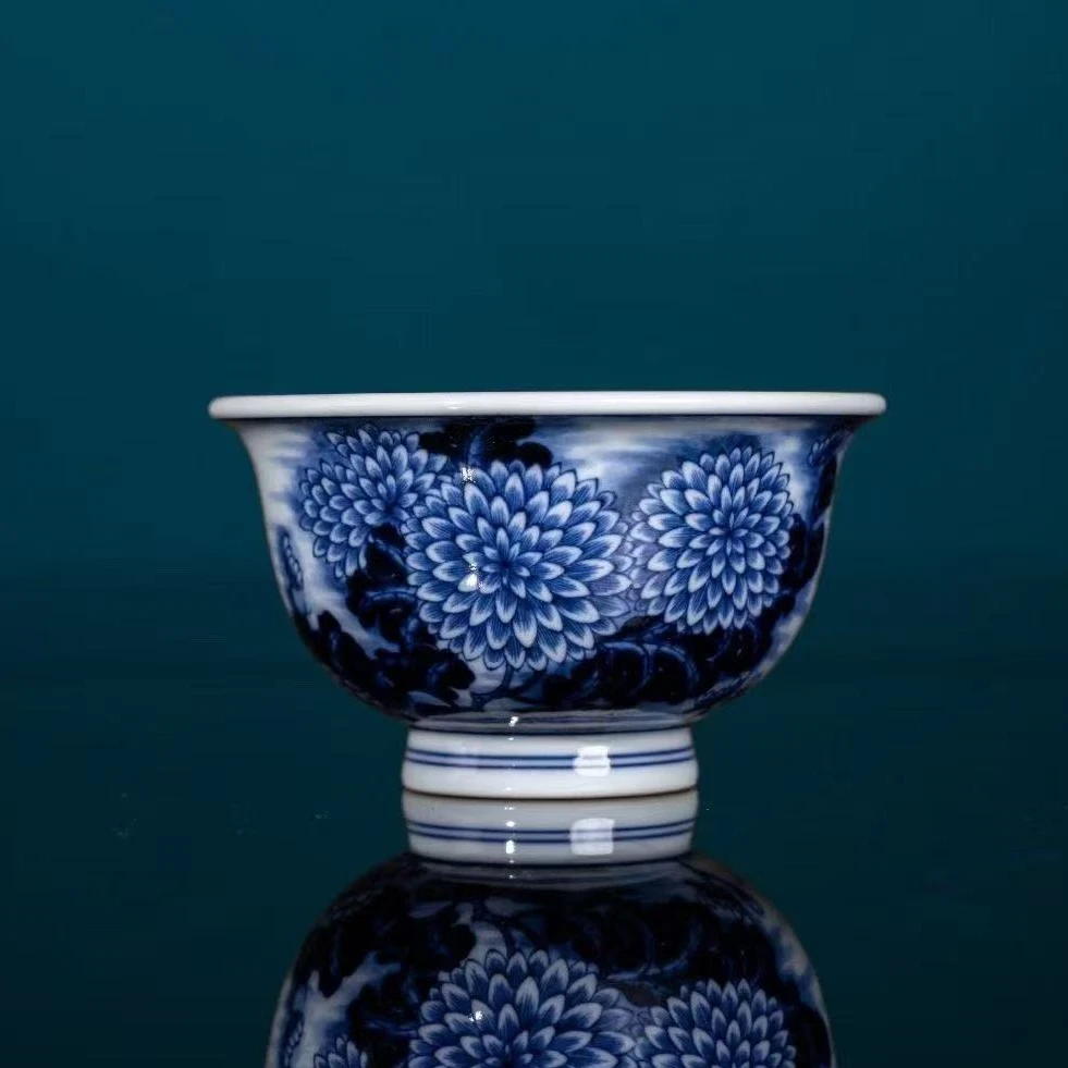 志纯窑 菊花小压手杯