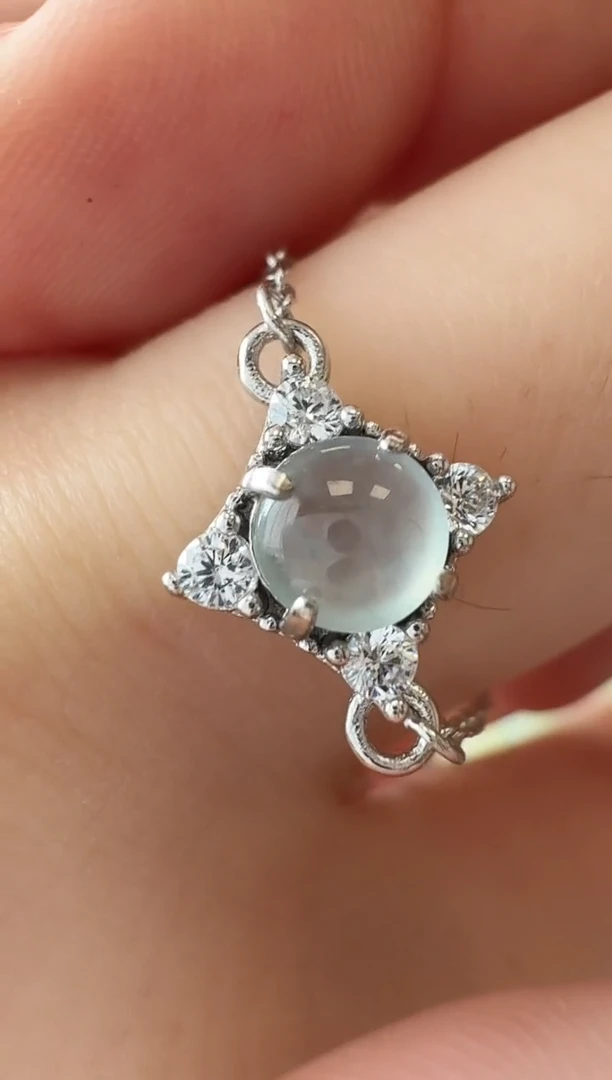 银S925镶嵌戒指翡翠戒链