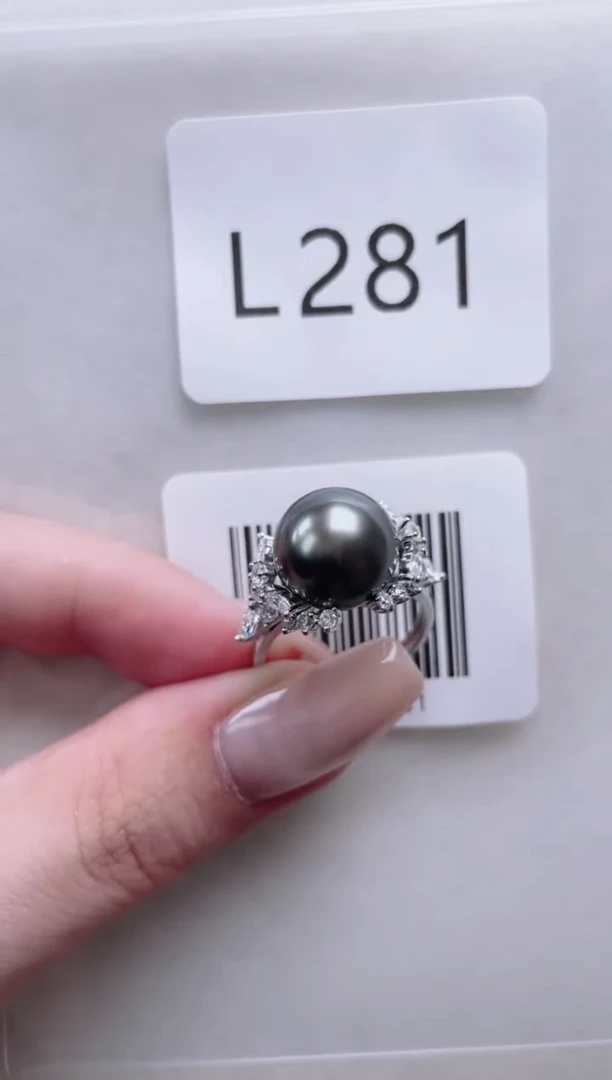 银S925镶嵌海水珍珠戒指L281