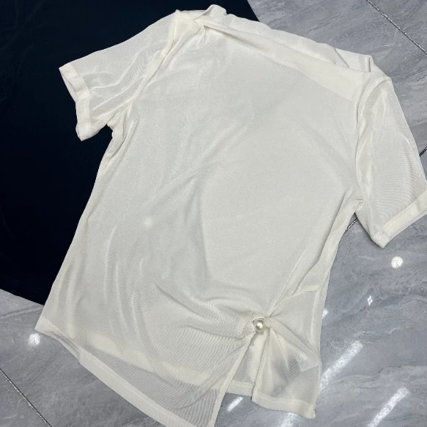 【红红家】春季新款欧货一字肩侧开叉修身显瘦不规则上衣短袖