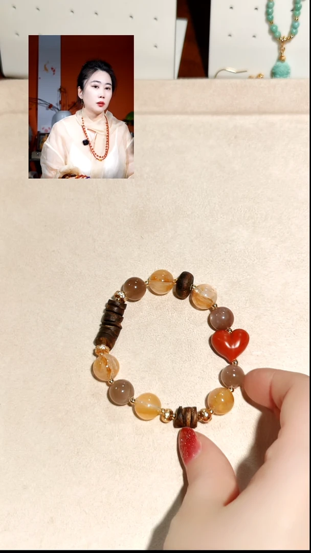 银S925镶嵌金娇花等南红玛瑙多宝手链