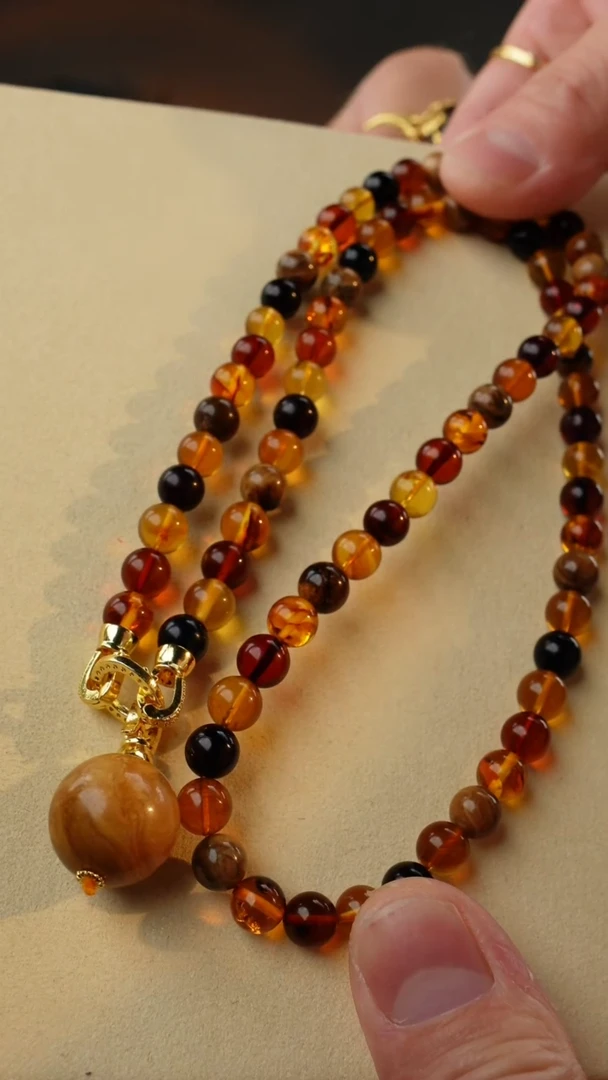 【闪购商品】琥珀颈饰未镶嵌多宝项链毛衣链