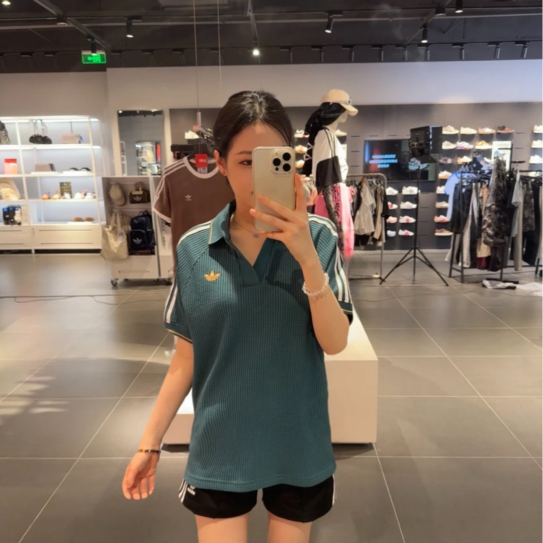 adidas/阿迪达斯POLO经典华夫格针织运动短袖翻领POLO衫 KC0691