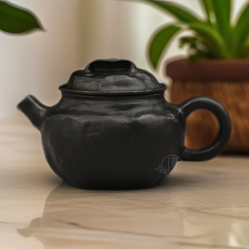 安化冰碛岩高端复古手工雕刻一体成型仿古茶壶冰碛岩茶壶石壶石头