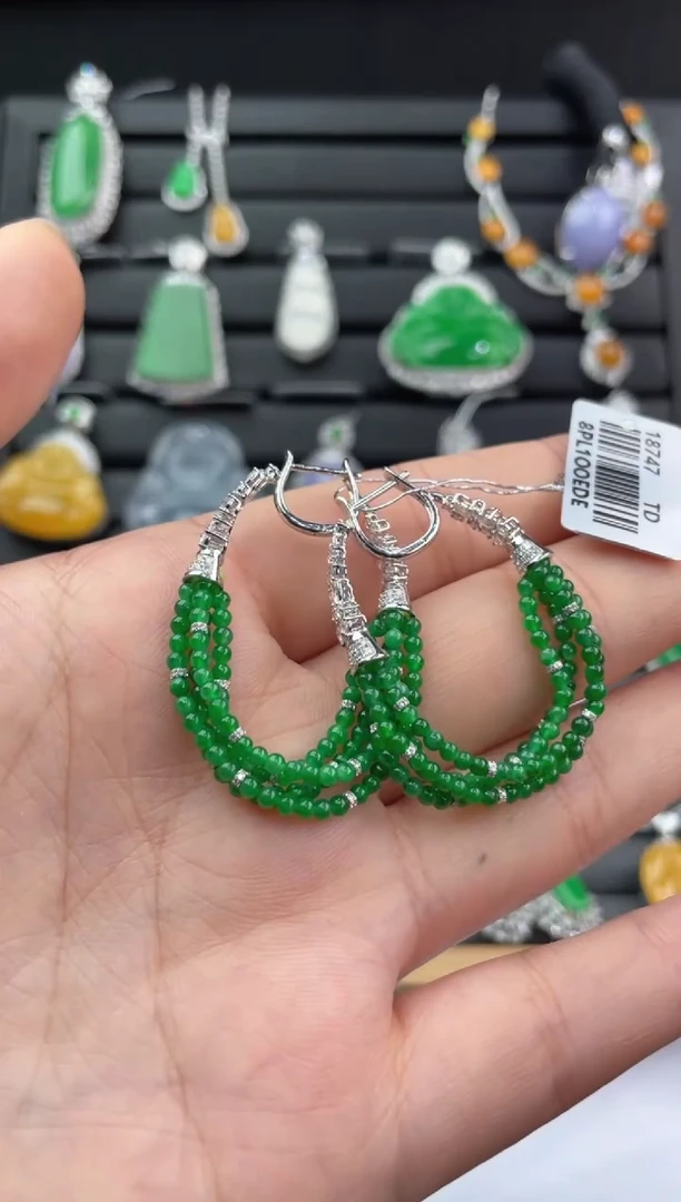 18K金镶嵌翡翠耳饰ZHG01123-45