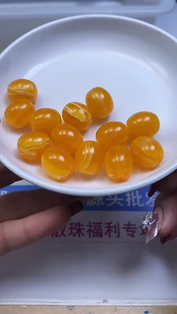 裸石蜜蜡未镶嵌M200 金丝蜡枣珠14*16mm3个6元