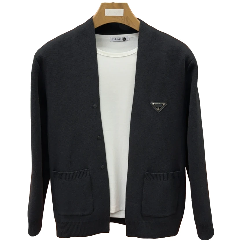 针织开衫款标准秋季纯色开衫毛衣休闲百搭秋冬老钱风3368