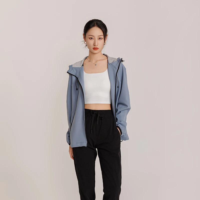 红豆美拉德色系五防户外冲锋衣保暖连帽抽绳松紧潮牌登山服外套女