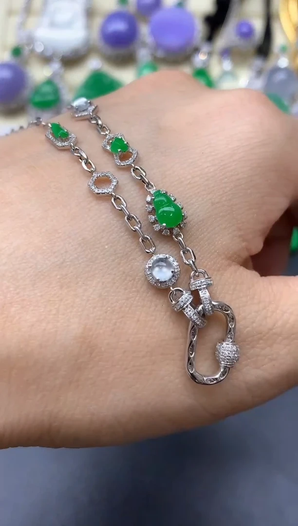 颈饰18K金镶嵌翡翠287-中国好珍宝