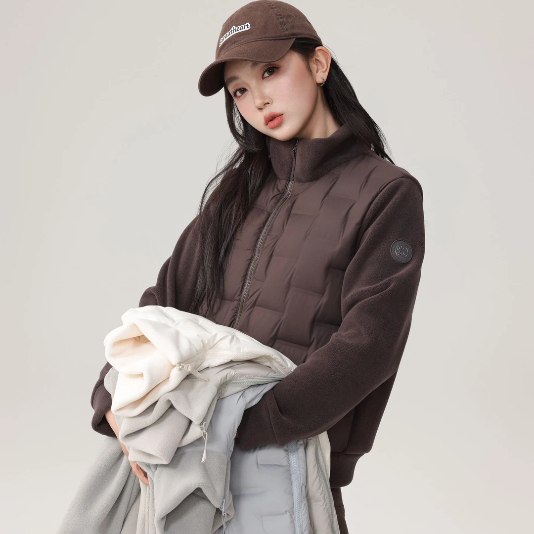 【轻暖出行】显瘦正肩新款秋冬90鹅绒拼接奥利绒立领羽绒服