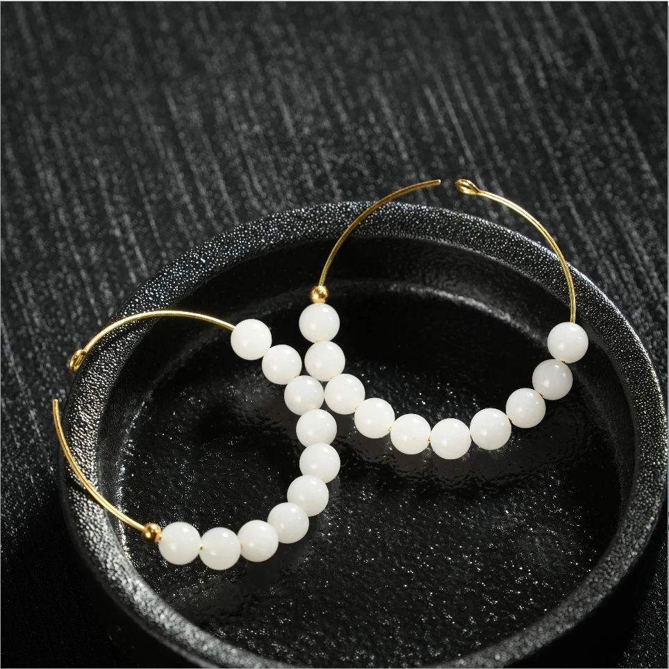 【老掌柜讲珠宝】和田玉/白玉耳环/M081402