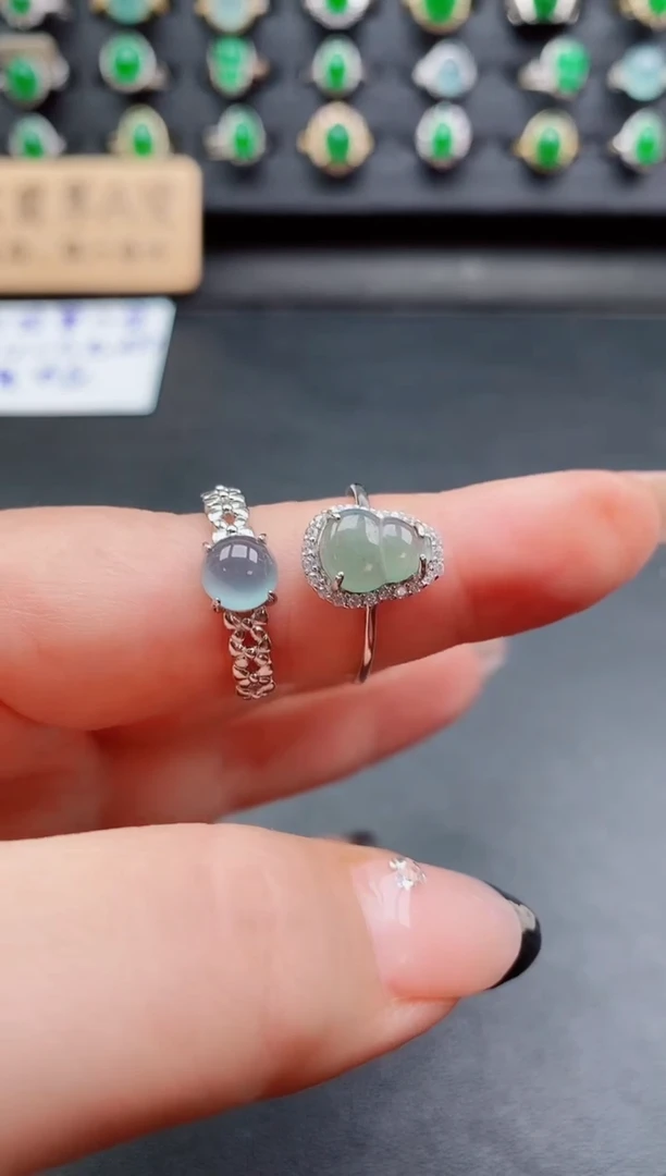 银S925镶嵌戒指翡翠1