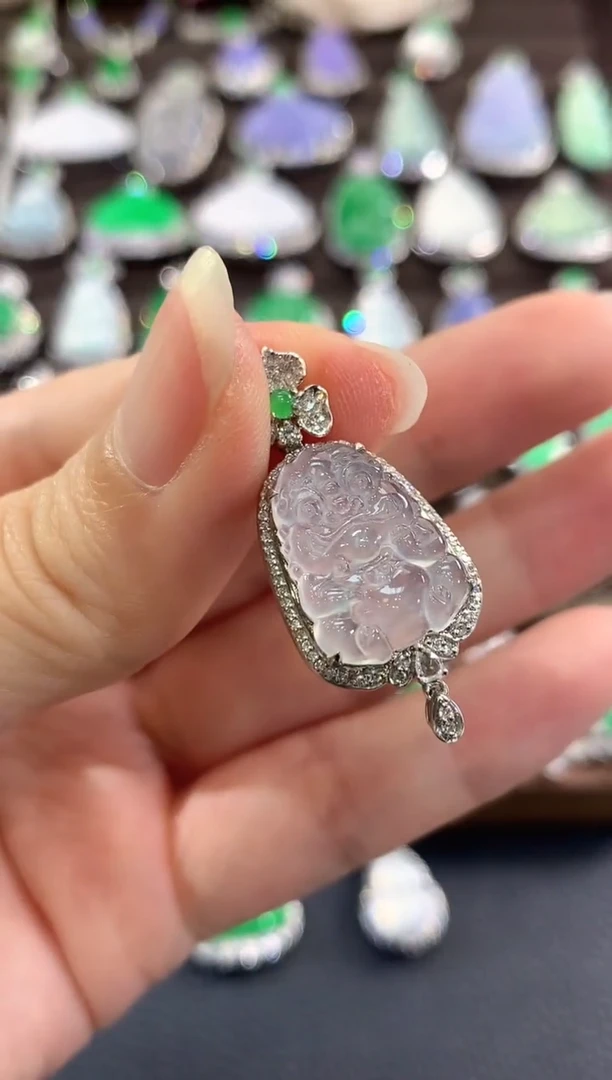 吊坠(不含链)18K金镶嵌翡翠c8