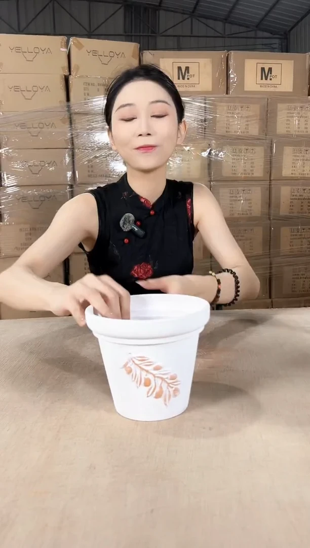 红陶浮雕白16x13