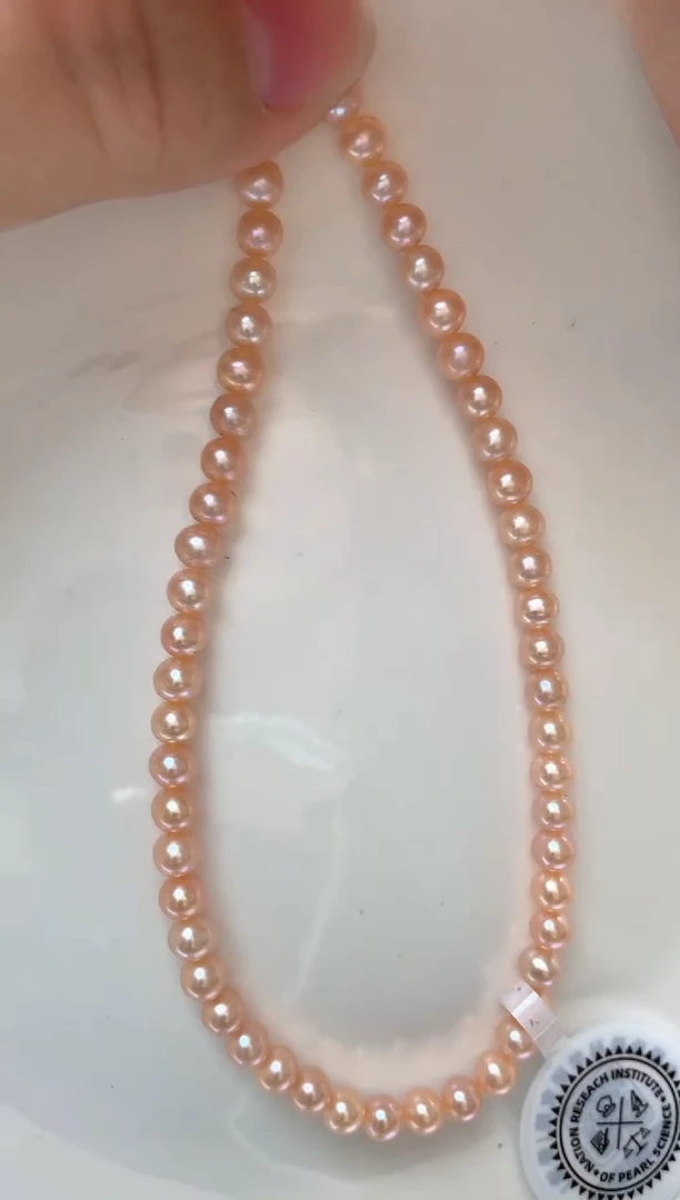 项链未镶嵌淡水珍珠350   无核5-6mm中国红全珠项链（多样性发一）