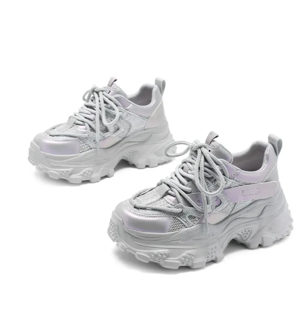 爆款厚底老爹鞋女2025春夏新款休闲小个子增高网面透气百搭运动鞋