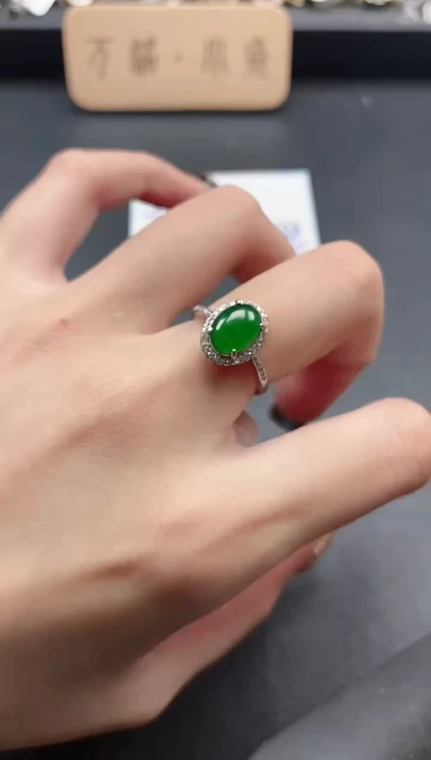 银S925镶嵌戒指翡翠51511