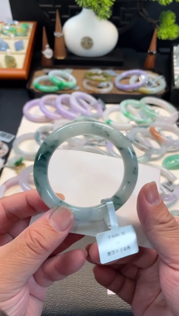 未镶嵌手镯翡翠128号 54圆条