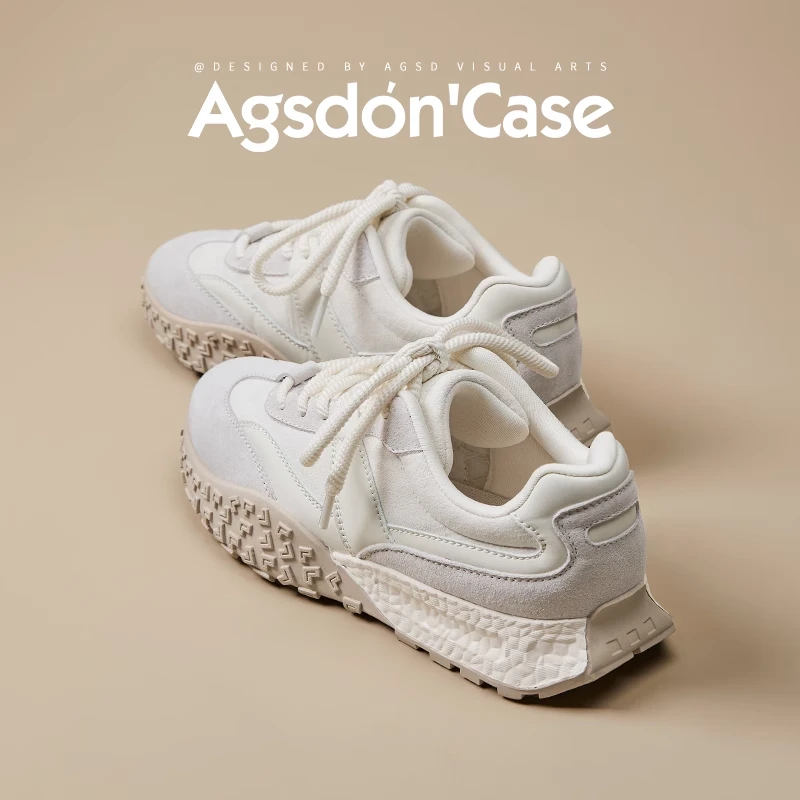 /奥古狮登运动阿甘女鞋2025新款春夏季厚底白色德训老爹小白鞋Q