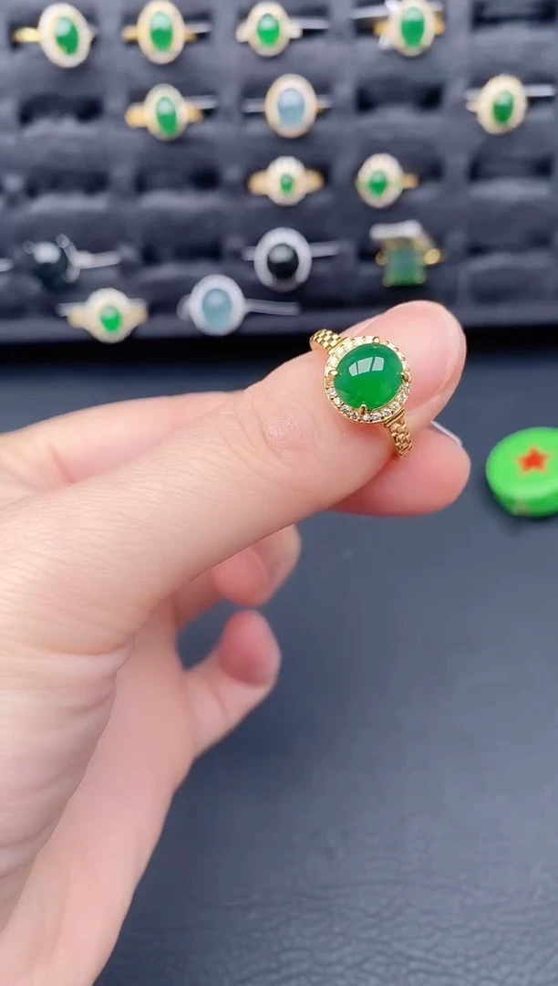 银S925镶嵌戒指翡翠天然a货翡翠191