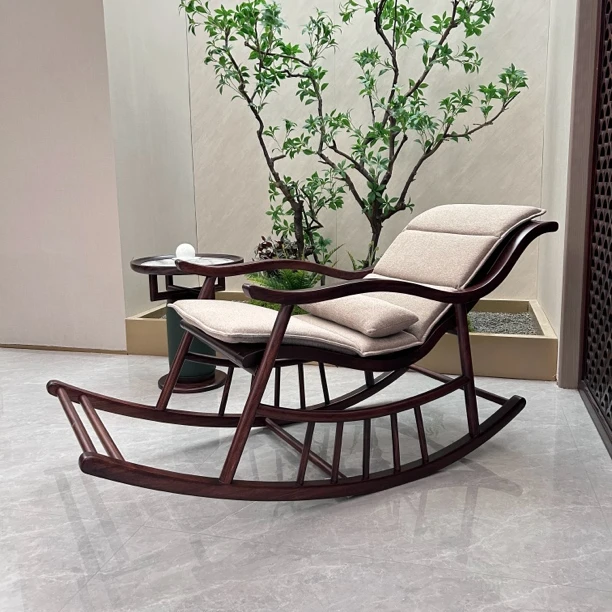 觅云6667摇椅 新中式黑檀木躺椅休闲椅卧室客厅阳台禅意老板椅