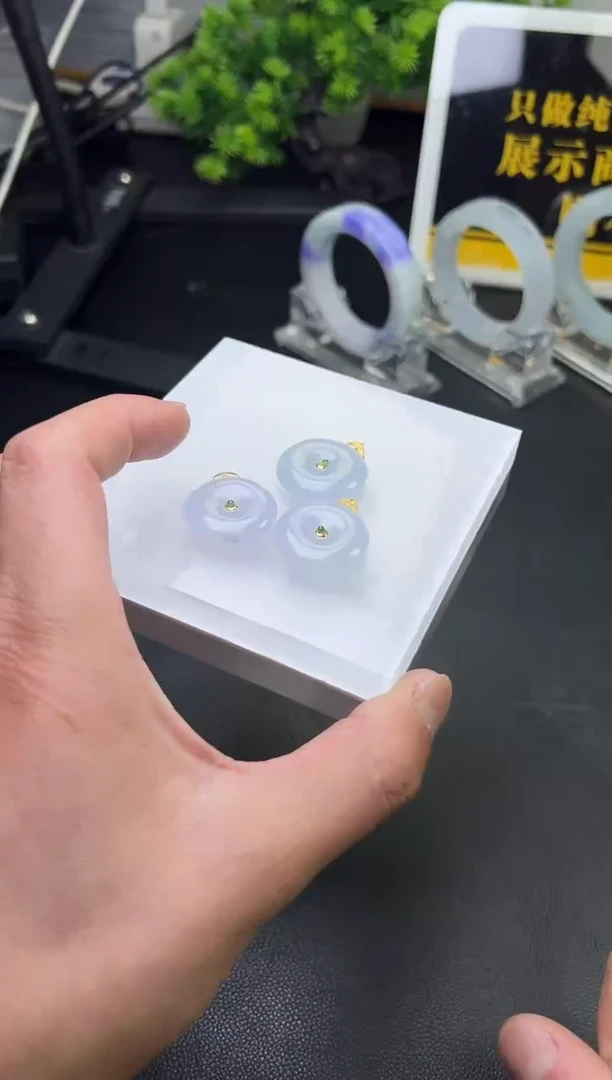 翡翠挂件18K金镶嵌平安扣FL86@CP多样性发其一配绳