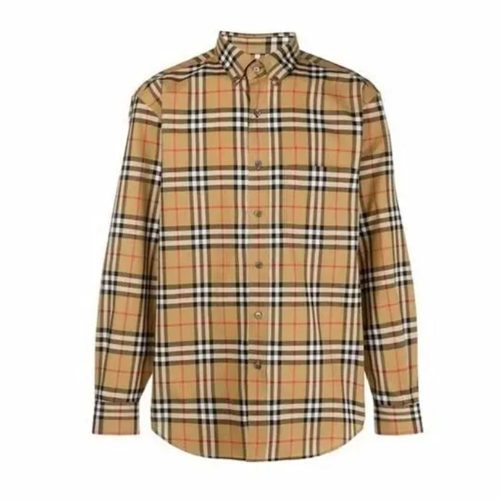 未使用 BURBERRY/博柏利 汤/TP031988/经典格纹长袖衬衫 驼色