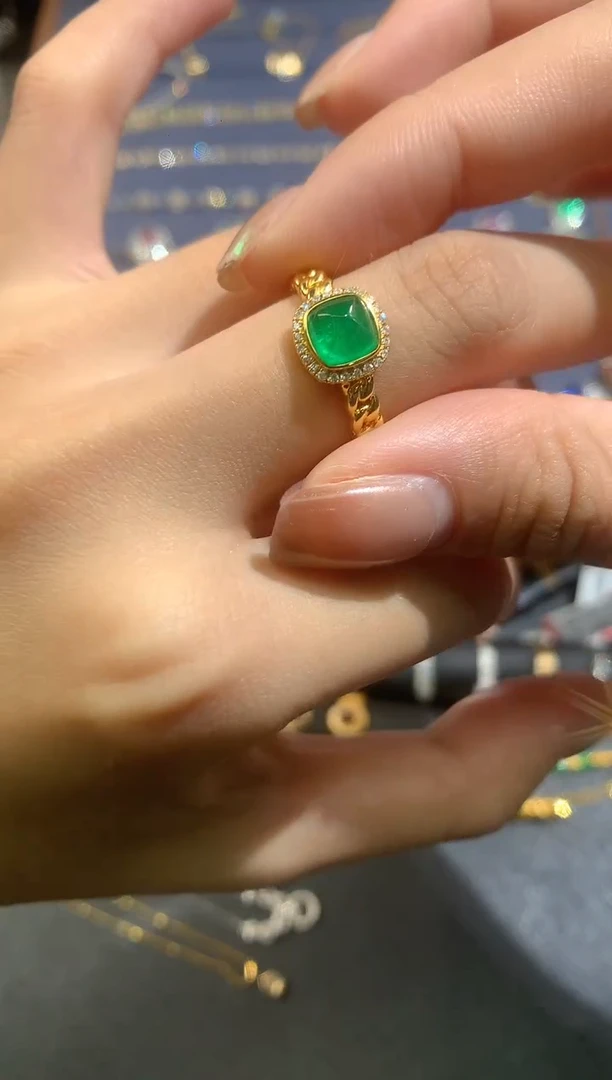 18K金镶嵌手链祖母绿戒指A138|6980