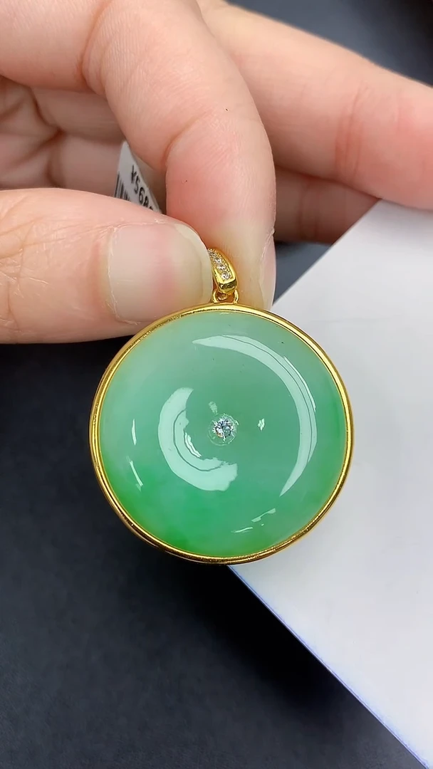 颈饰银S925镀金镶嵌翡翠 天然缅甸A货百元以上9元证书费自理