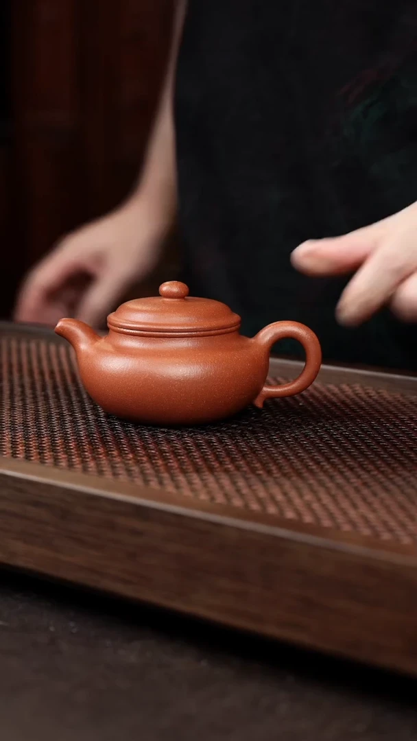 茶壶紫砂红降坡仿古+矿标证书