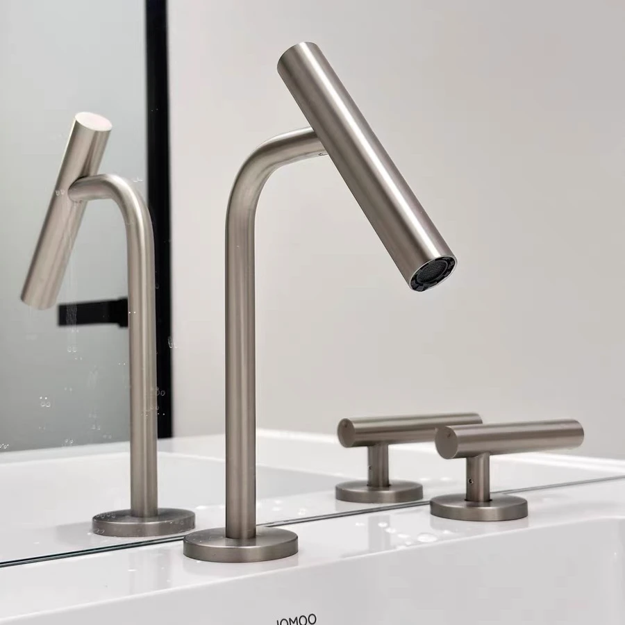 淋仪不锈钢极简浴室柜水龙头拉丝面盆洗脸池卫生间洗脸盆洗手盆