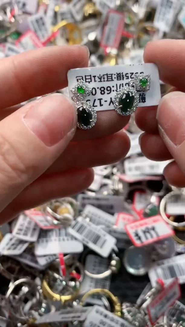 银S925镶嵌戒指翡翠14   7