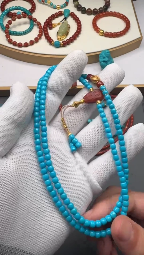 18K金镶嵌绿松石手串吕**～11111111