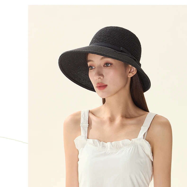 【Fancet凡饰】女春夏防紫外线薄透气可折叠沙滩遮阳草帽CM94053
