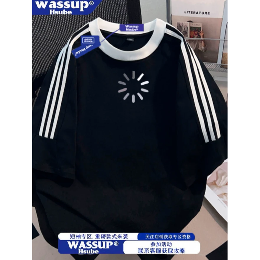 WASSUP HSUBE【101-199】夏季重磅圆领T恤男女宽松潮牌印花百搭短袖