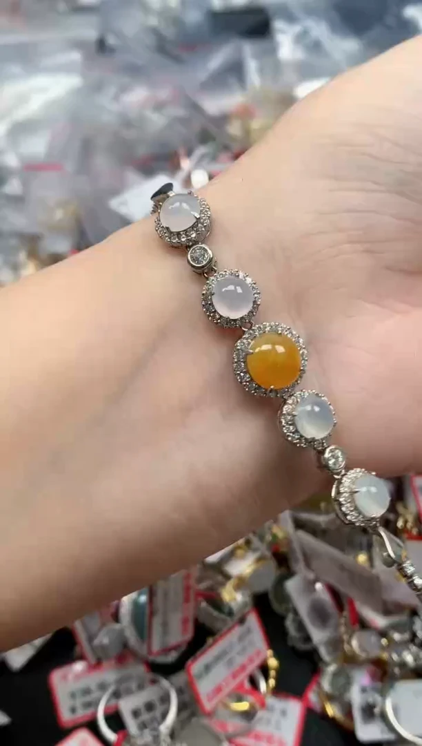 翡翠戒指银S925镶嵌天然缅甸翡翠