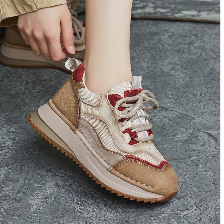 2025年春季新款手工阿甘鞋透气轻便老爹鞋时尚休闲鞋