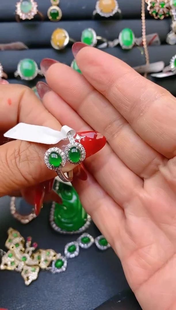 【闪购商品】翡翠戒指银S925镶嵌天然A货翡翠1
