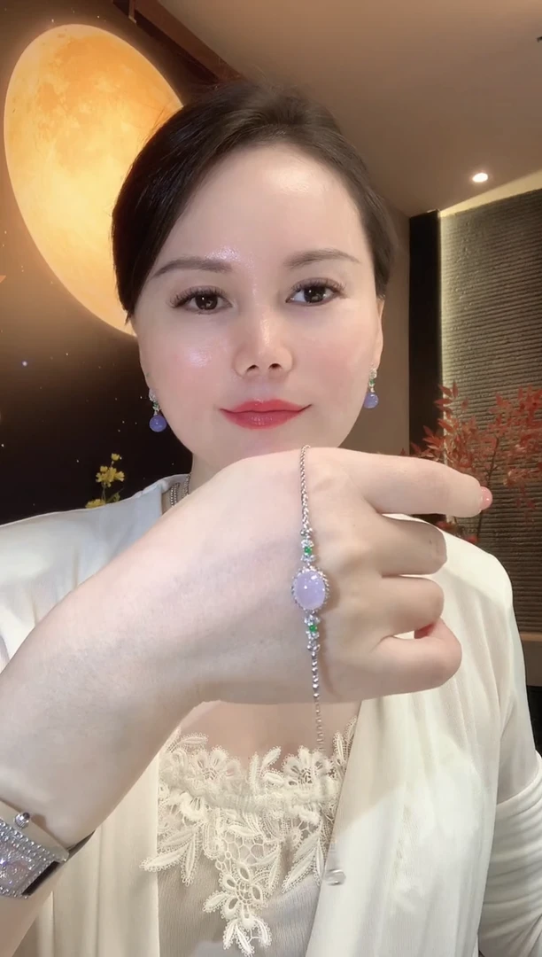 18K金镶嵌手链翡翠D46 紫货有一定色差