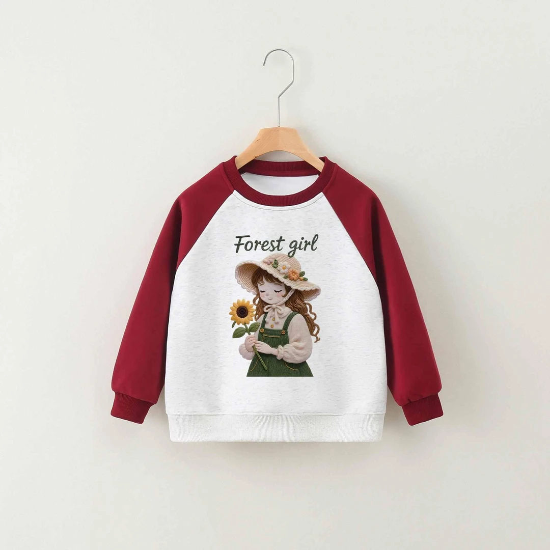 断码款 印花秋冬加绒加厚款套头卫衣圆领小女孩卡通卫衣 C05