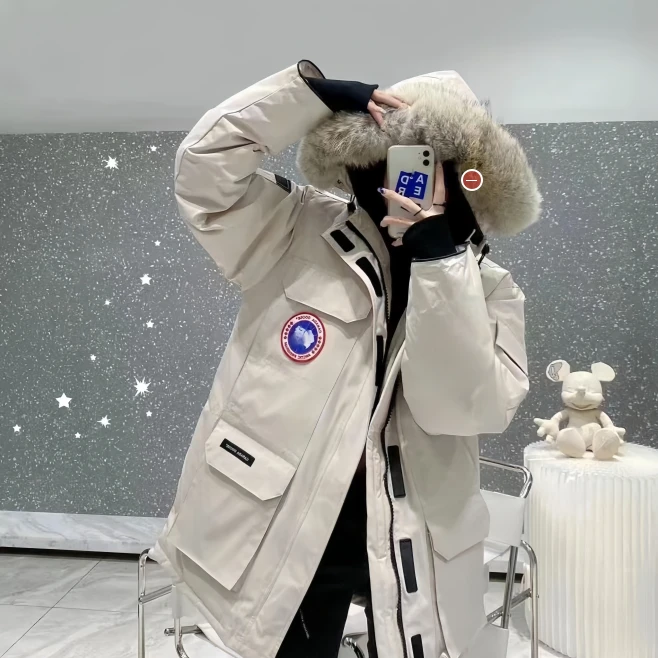 加拿大鹅远征系列防寒防风保暖毛领连帽羽绒服派克大衣外套