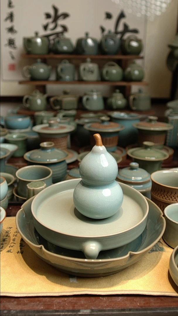 陶天青色葫芦福禄一级品