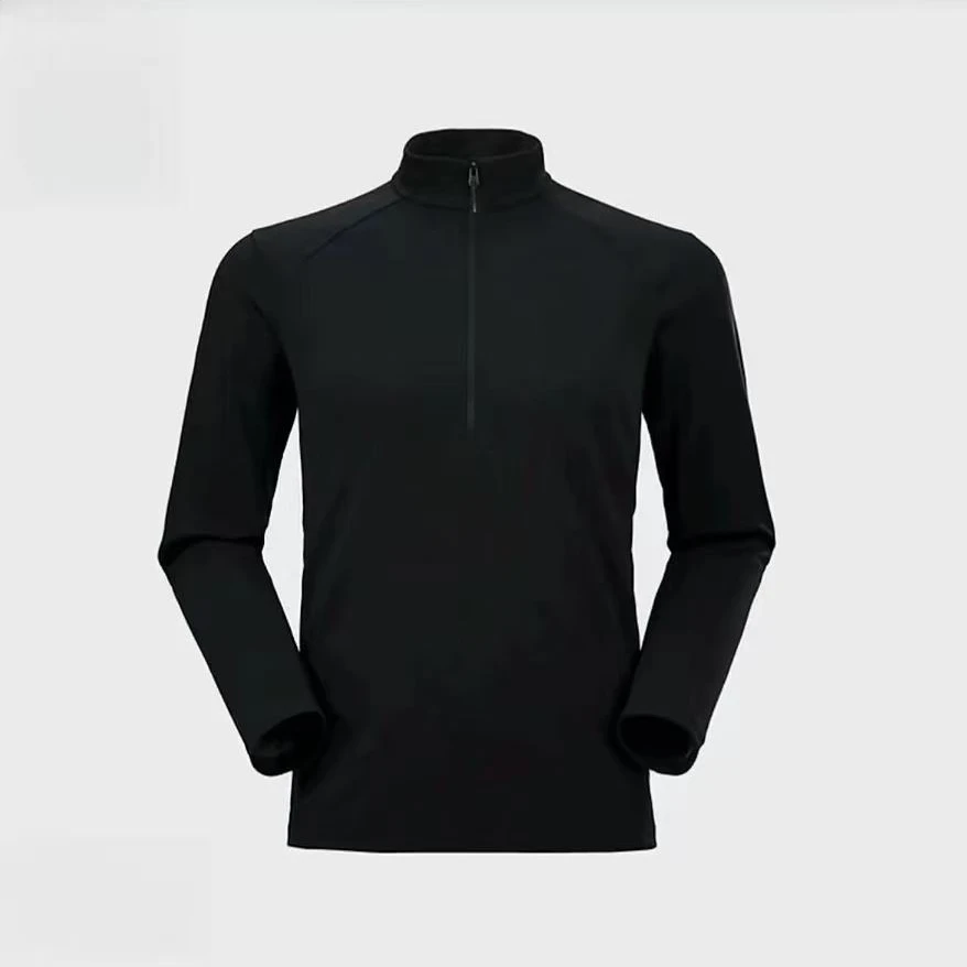 11 LC【D】插肩袖长袖男士户外加绒保暖T恤半拉链休闲