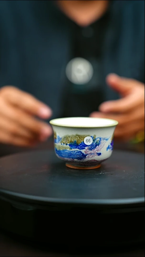66#原矿钧瓷炉钧釉直口杯