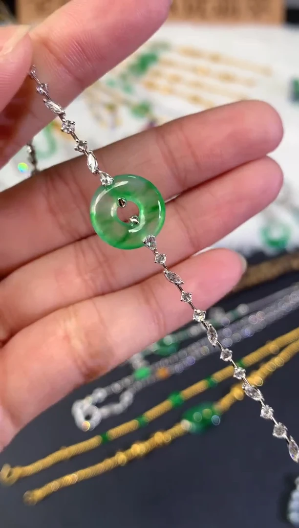 18K金镶嵌手链翡翠A641|19800