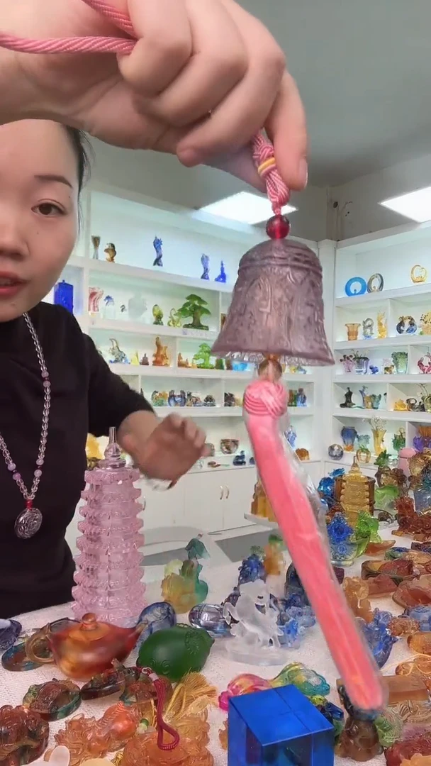 手工艺品琉璃粉色铃铛