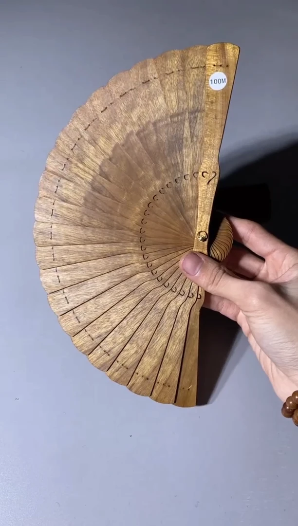 【闪购商品】金丝楠木雕100号15cm金丝楠木小叶桢楠扇子