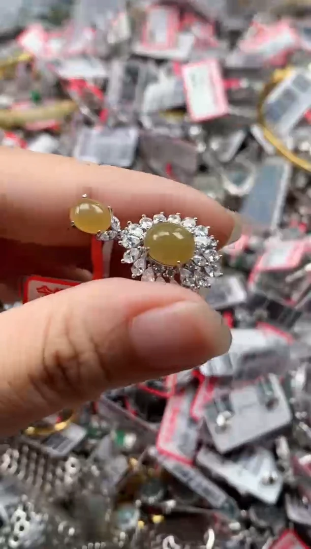 银S925镶嵌戒指翡翠天然A货缅甸翡翠